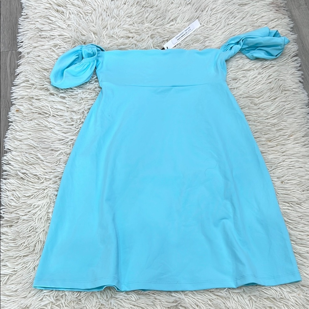 Susana Monaco Vista Light Blue Babydoll Puff Sleeve Mini Dress